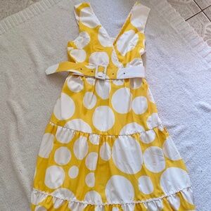 yellow and white polka dot maxi dress